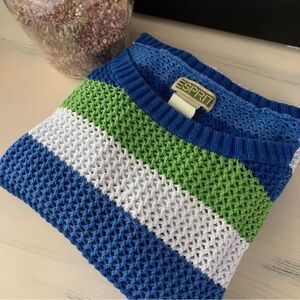 1980’s Oversized Striped Open Weave Sweater | Esprit | Size Small